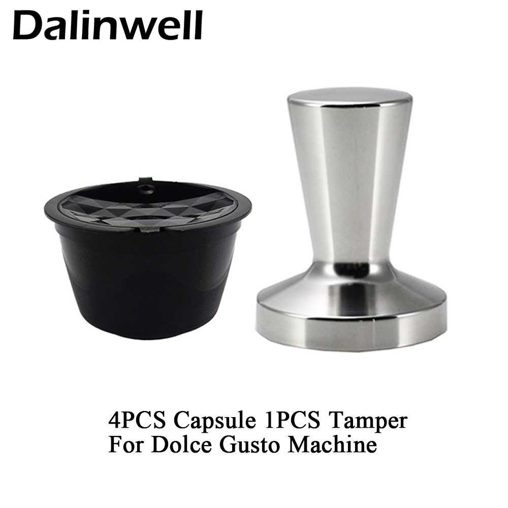 5PCS Refillable Dolce Gusto Coffee Capsule Stainless Steel Cafe Tamper Nescafe Dolce Gusto Reusable Capsule Dolce Gusto Capsula