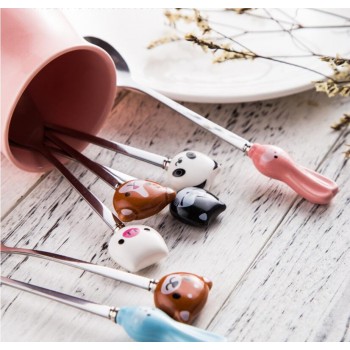 Cute Cartoon Animals cat panda rabbit coffee spoon Stirring Spoon Children Soup Coffee Spoons Scoop Dinnerware