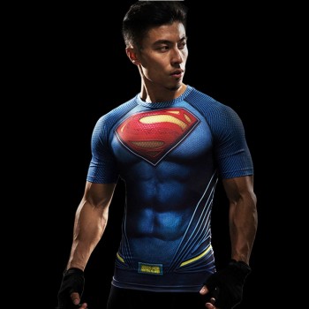 3D Print Compression Shirt Mens Anime Super hero T-shirt Summer Fashion Fitness Superman Spiderman Short-Sleeved Clothing tee