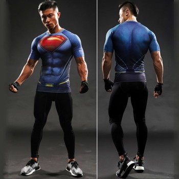 3D Print Compression Shirt Mens Anime Super hero T-shirt Summer Fashion Fitness Superman Spiderman Short-Sleeved Clothing tee