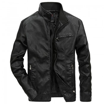 DAVYDAISY 2019 High Quality PU Leather Jackets Men Autumn Solid Stand Collar Fashion Men Jacket Jaqueta Masculina 5XL DCT-245