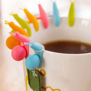 1 Set/5 Pcs Cute Party Cup Distinguishing Clips Snail Silicone Tea Bag Hanging Tea Merchants Small Cute Gifts