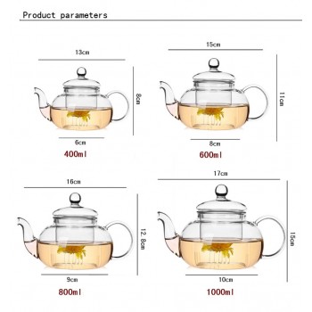 High quality Heat Resistant Glass Flower Tea Pot,Practical Bottle Flower TeaCup Glass Teapot with Infuser Tea Leaf Herbal Coffee