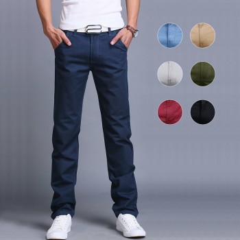 Fashion Men Business Casual Pants Cotton Slim Straight Trousers Spring Summer Long Pants -MX8