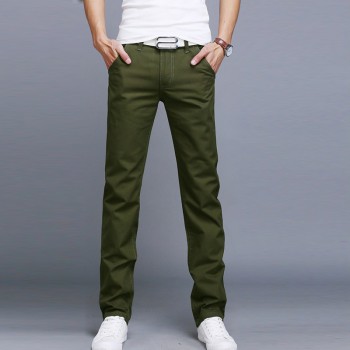 Fashion Men Business Casual Pants Cotton Slim Straight Trousers Spring Summer Long Pants -MX8