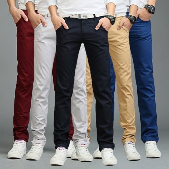 Fashion Men Business Casual Pants Cotton Slim Straight Trousers Spring Summer Long Pants -MX8