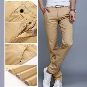 Fashion Men Business Casual Pants Cotton Slim Straight Trousers Spring Summer Long Pants -MX8