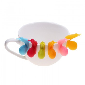 6pcs Silicone Tea Infuser Snail Recognizer Device Tea Bag Hanging Snail Mug Cup Clip Label Party New Year Supplies Color Random