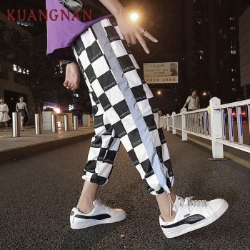 KUANGNAN Reflective Streetwear Pants Men Jogger Ankle-Length Harem Pants Men Clothes 2018 Joggers Trousers Men Pants Casual XXL