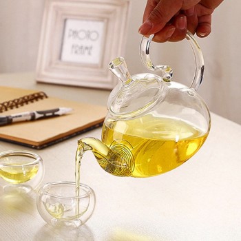 600 - 1200ml Heat-resistant Glass Teapot Flower Tea Kettle Puer Herbal Blooming Teapot Microwavable Stovetop Safe TeaPot Teaware