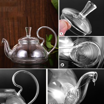 600 - 1200ml Heat-resistant Glass Teapot Flower Tea Kettle Puer Herbal Blooming Teapot Microwavable Stovetop Safe TeaPot Teaware