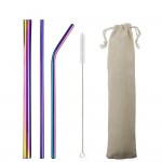 5pcs Reusable Straw 304 Stainless Steel Straw Metal Smoothies Drinking Straws Silicone Cover Set with Brush Bag Wholesale