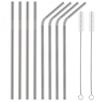 2/4/8Pcs Drinking Straw Reusable Straws with Cleaner Brush Set High Quality Eco Friendly Stainless Steel Metal Straw For Mugs