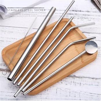 2/4/8Pcs Drinking Straw Reusable Straws with Cleaner Brush Set High Quality Eco Friendly Stainless Steel Metal Straw For Mugs