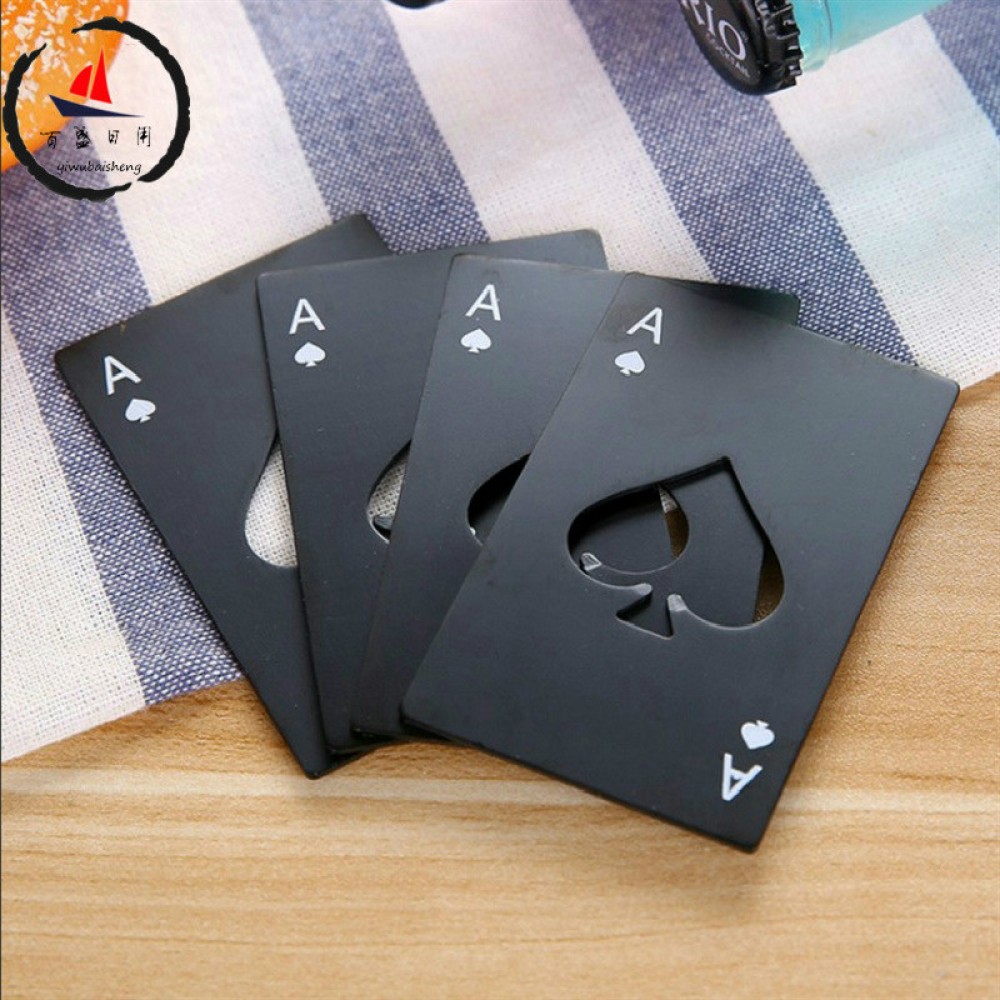 Stainless Steel Beer wine Bottle Opener Black/Silver Poker Card Spades Personalized  Bottle Opener Bar Tool kitchen tools