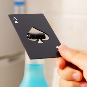 Stainless Steel Beer wine Bottle Opener Black/Silver Poker Card Spades Personalized  Bottle Opener Bar Tool kitchen tools