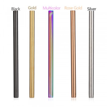 6/12mm*215mm Stainless Steel Drinking Straw Reusable Straight Metal Straws Fruit Juice Milk Eco-Friendly Bar Accessories