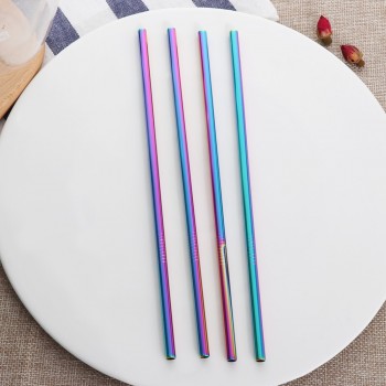 6/12mm*215mm Stainless Steel Drinking Straw Reusable Straight Metal Straws Fruit Juice Milk Eco-Friendly Bar Accessories