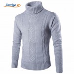 Covrlge 2017 Male Sweater Pullover Slim Warm Solid High Lapel Jacquard Hedging British Mens Clothing Mens Turtleneck MZM030