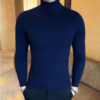 2018 Autumn Winter New High Neck Warm Sweater Men Turtleneck Sweaters Slim Fit White Black Pullover Men Knitwear