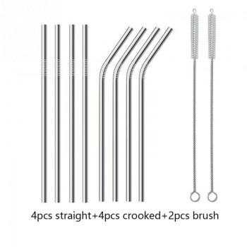 High Quality Reusable Metal Drink Straw Stainless Steel With Brush Straight Tube/bend Tube