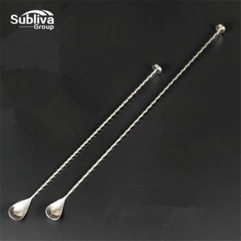 Stainless Steel Muddler Threaded Bar Swizzle Stick Coffee Tea Cocktail Long Handle Stirring Spoon Bar Tool