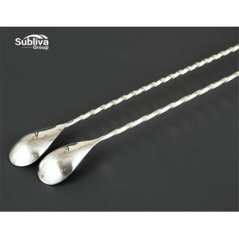 Stainless Steel Muddler Threaded Bar Swizzle Stick Coffee Tea Cocktail Long Handle Stirring Spoon Bar Tool