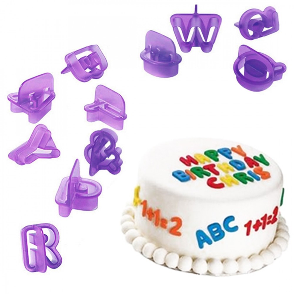 Hot 40 pcs/set DIY A-Z English Letter 0-9 Number Cookie Molds Plastic Figure Fondant Cake Cutter Cookie Baking Decorating