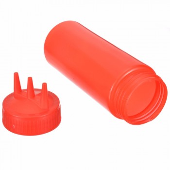 Mayitr 3 Hole Squeeze Bottle Plastic Oil Vinegar Bottles Condiment Dispenser Sauce Bottle Ketchup Salad Cruet Can