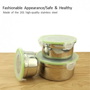 1Pc Stainless Steel Mixing Bowl Fresh-Keeping Crisper Visible Sealed Preservation Box Bowl Lunch Box Fermentation Kitchen Pot