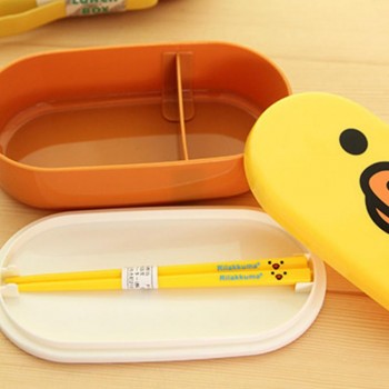 2 Layer 800ml  Cartoon Rilakkuma Lunchbox Bento  Box Food Container With stick  Japanese Style Plastic   box