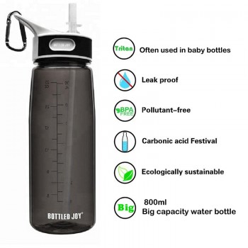 bottled joy 800ml straw drink water bottle Tritan bpa free cute water bottles kids with Handle and my gym Plastic bottle