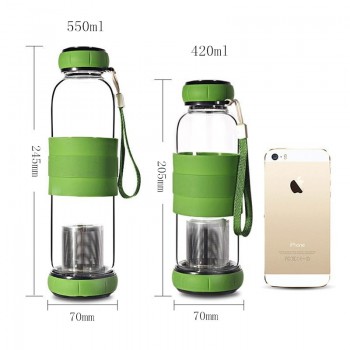 MOMS HAND Pumpkin Cover Glass Water Bottle With Tea Infuser Two-way Communication Anti Scald Outdoor Bottle