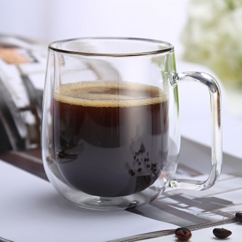 250ml Double Coffee Mugs With the Handle Mugs Drinking Insulation Double Wall Glass Tea Cup Creative Gift Drinkware Milk