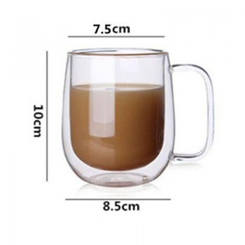 250ml Double Coffee Mugs With the Handle Mugs Drinking Insulation Double Wall Glass Tea Cup Creative Gift Drinkware Milk