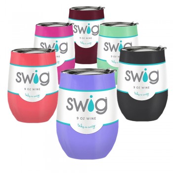 Christmas Gift Swig Cups 9oz/6oz Egg Shaped Cup 304 Stainless Steel Tumber Mug with Lid Wine Beer Cup Vacuum Thermos Rose Gold