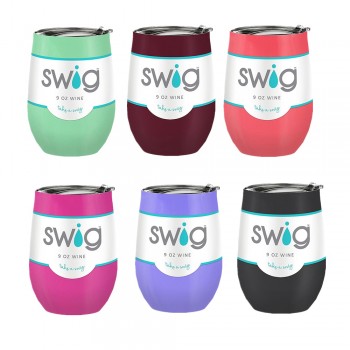 Christmas Gift Swig Cups 9oz/6oz Egg Shaped Cup 304 Stainless Steel Tumber Mug with Lid Wine Beer Cup Vacuum Thermos Rose Gold