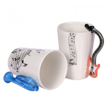 Creative Music Violin Guitar Ceramic Mug Coffee Tea Milk Stave Cups with Handle Coffee Mug Novelty Gifts for Wedding Birthday