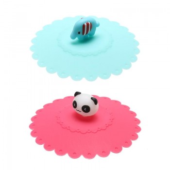 Cute Anti-dust Silicone Glass Cup Cover Coffee Seal Lid Cap Cartoon Panda Elephant Water Drinking Tools Suppliers Drop Shipping