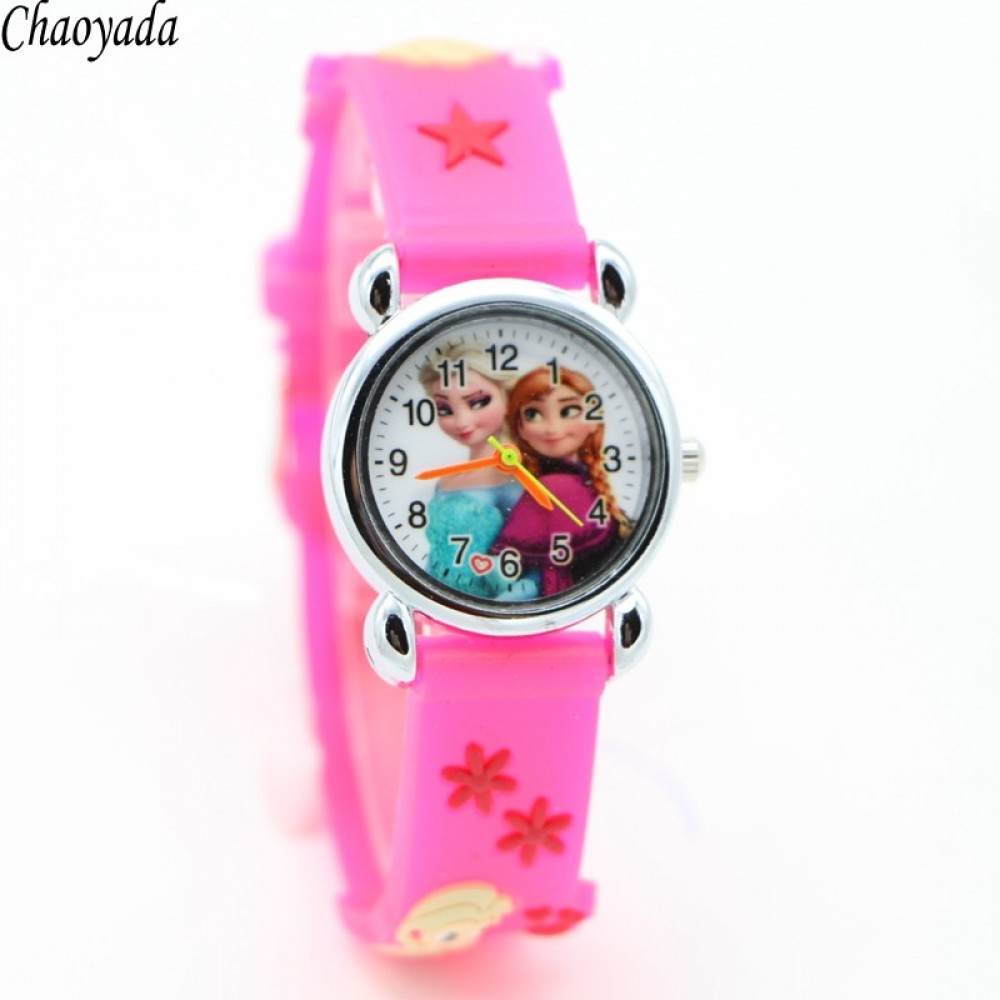 Relojes Mujer Infantil Reloj Snow Queen Princess elsa anna Cartoon Watch 3D Children Kids Quartz Wristwatches Clock