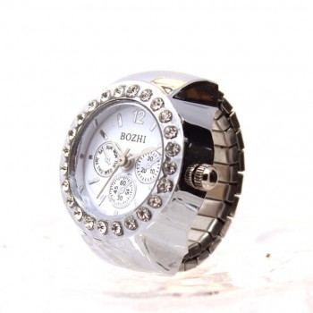 Creative Couple Clock Diamond Dial Watches Lovers Finger Ring Watch Women Men Fashion Elastic Stainless Steel Quartz Watch #LH