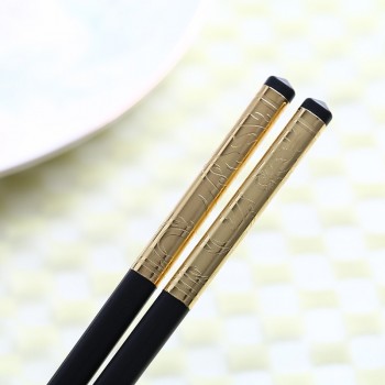 BalleenShiny Alloy Black Dragon Chopsticks Chinese Long Non-Slip Alloy Sushi Hashi Chop Sticks Set Chinese Gifts Tableware