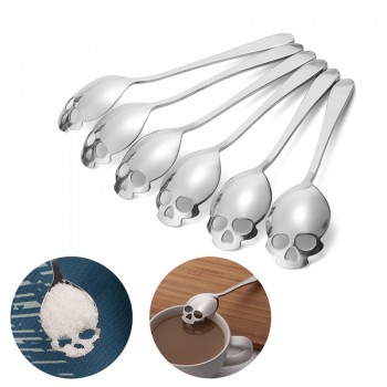 Stainless Steel Skull Sugar Spoon Creative Skull Shape Coffee Spoon Dessert Bar Spoon Ice Cream Candy Teaspoon Kitchen Tableware