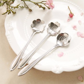 8 Pieces Stainless Steel Creative Flower Coffee Spoon Tableware Tea Spoons Ice Cream Spoon Set Sliver Gold Tableware Coffee Tool