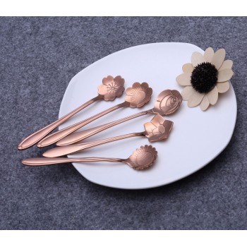 8 Pieces Stainless Steel Creative Flower Coffee Spoon Tableware Tea Spoons Ice Cream Spoon Set Sliver Gold Tableware Coffee Tool