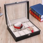 2019 PU Leather Watch Display Box 10 Grids Watch Box Retro Watches Jewelry Case Organizer Ring Earring Storage Unisex Clock Box