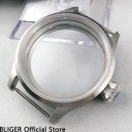 BLIGER 43MM Stainless Steel Watch Case Sapphire Crystal cover of watch Fit ETA 6497 6498 ST3600 Hand Winding Movement