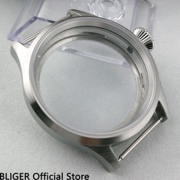 BLIGER 43MM Stainless Steel Watch Case Sapphire Crystal cover of watch Fit ETA 6497 6498 ST3600 Hand Winding Movement