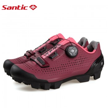 Santic Women Cycling MTB Shoes Rotating Lock Shoes Mountain Bike Biking Sneakers Cycling Women Shoes Two Colors LS18002