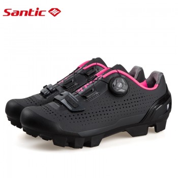 Santic Women Cycling MTB Shoes Rotating Lock Shoes Mountain Bike Biking Sneakers Cycling Women Shoes Two Colors LS18002